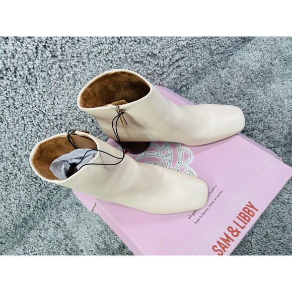 Sam Libby Carlson Womens Vanilla Ankle Boots Chunky Round High Heels Size 11 Nwb - Picture 5 of 9